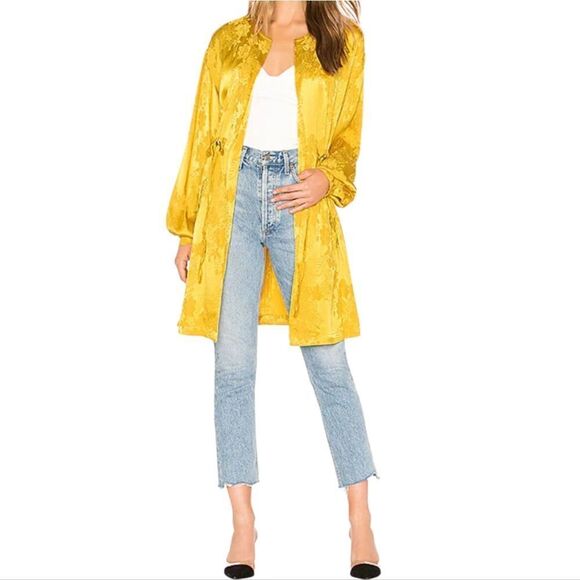 Tularosa Brooke Elegant Floral Boho Lightweight Jacket In Golden Yellow Small - Picture 3 of 17